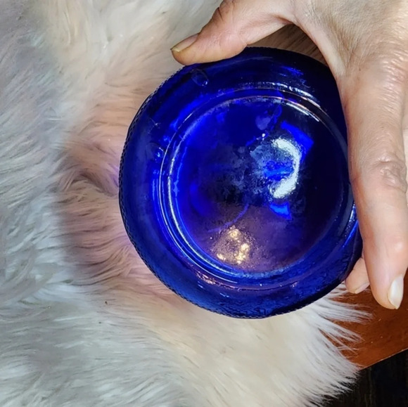 Blue‎ Depression Glass Embossed Jar - Picture 5 of 12